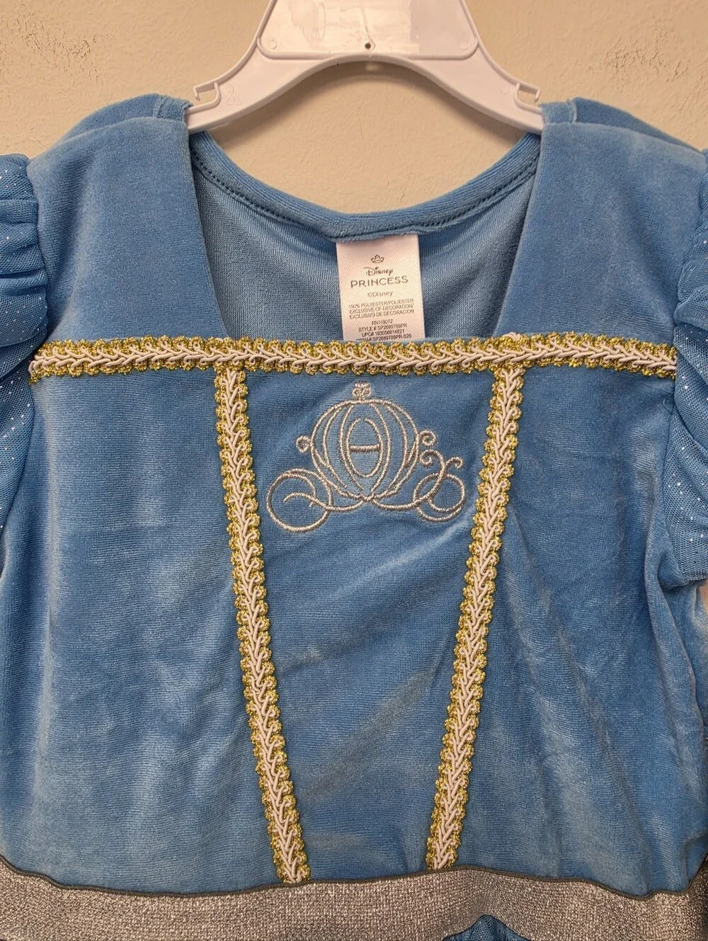 Disney Cinderella Princess Tutu Velour top Tulle Skirt Dress Blue 8